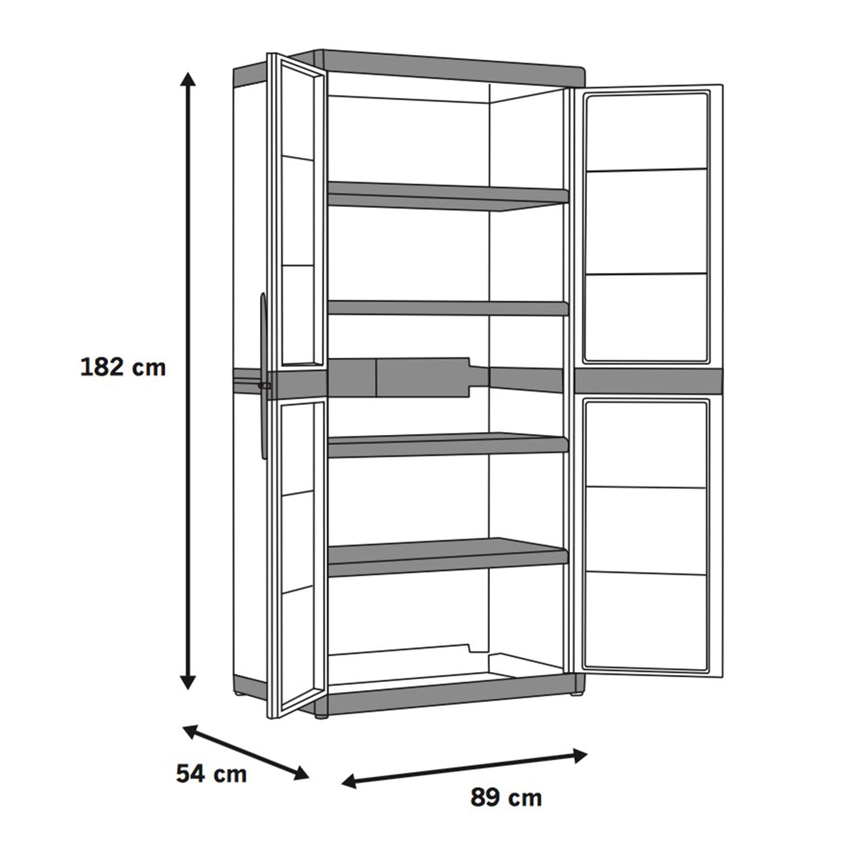 Armadio alto Keter Excellence XL con 4 ripiani grigio tortora 89x54x182 cm