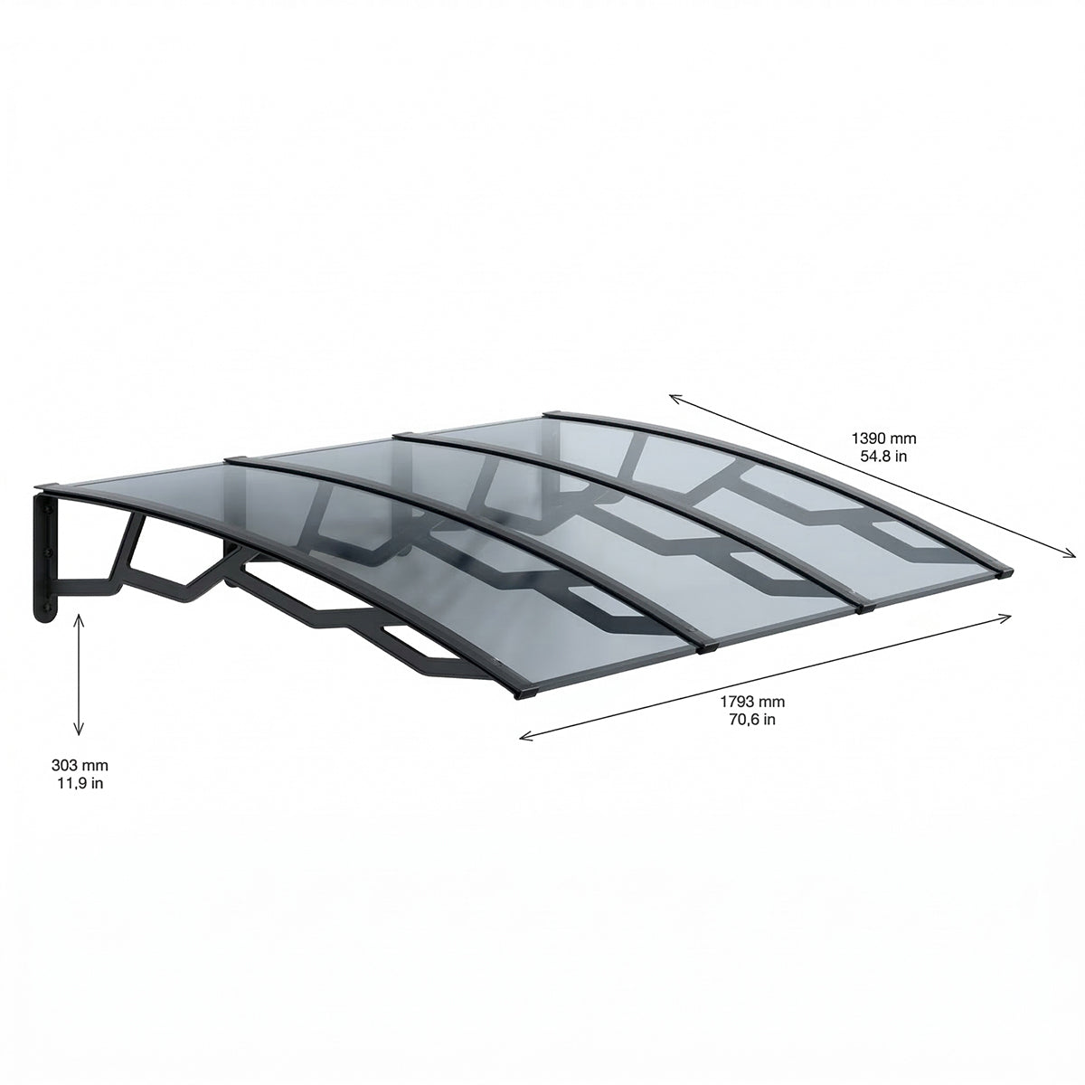 Pensilina tettoia da esterno 180x140 cm in policarbonato alveolare Artplast