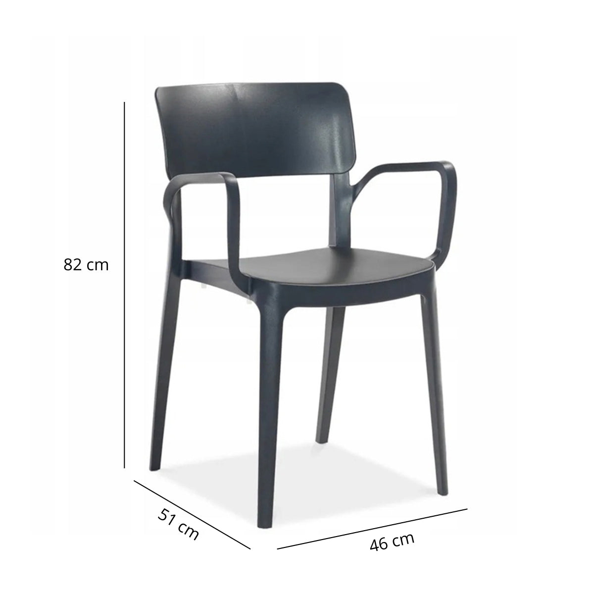 Sedia in polipropilene colore antracite 46x51x82 cm