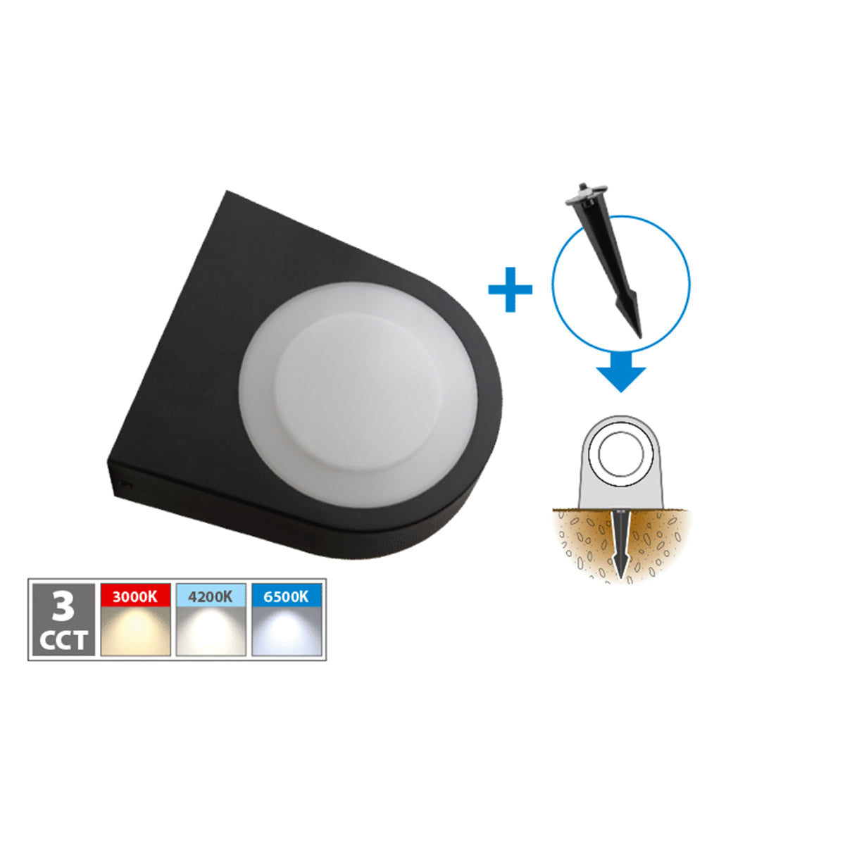 Applique LED da esterno 2 in 1 con picchetto da terra IP65 3 CCT 13W