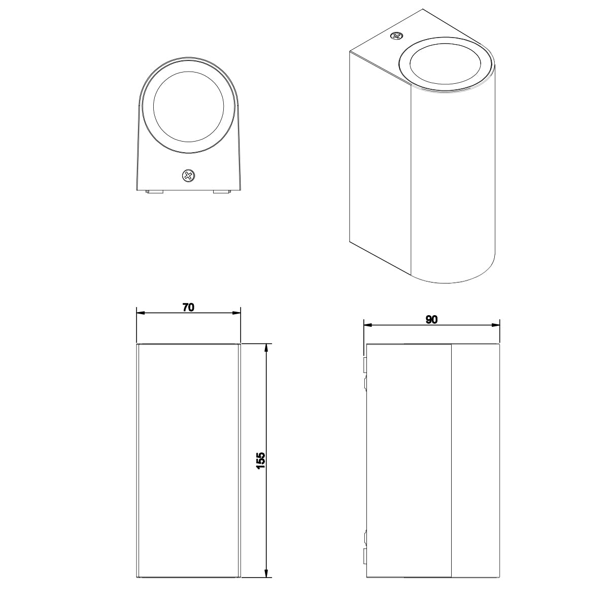 Applique da parete LED da esterno IP44 nero opaco Trio Lighting Soria
