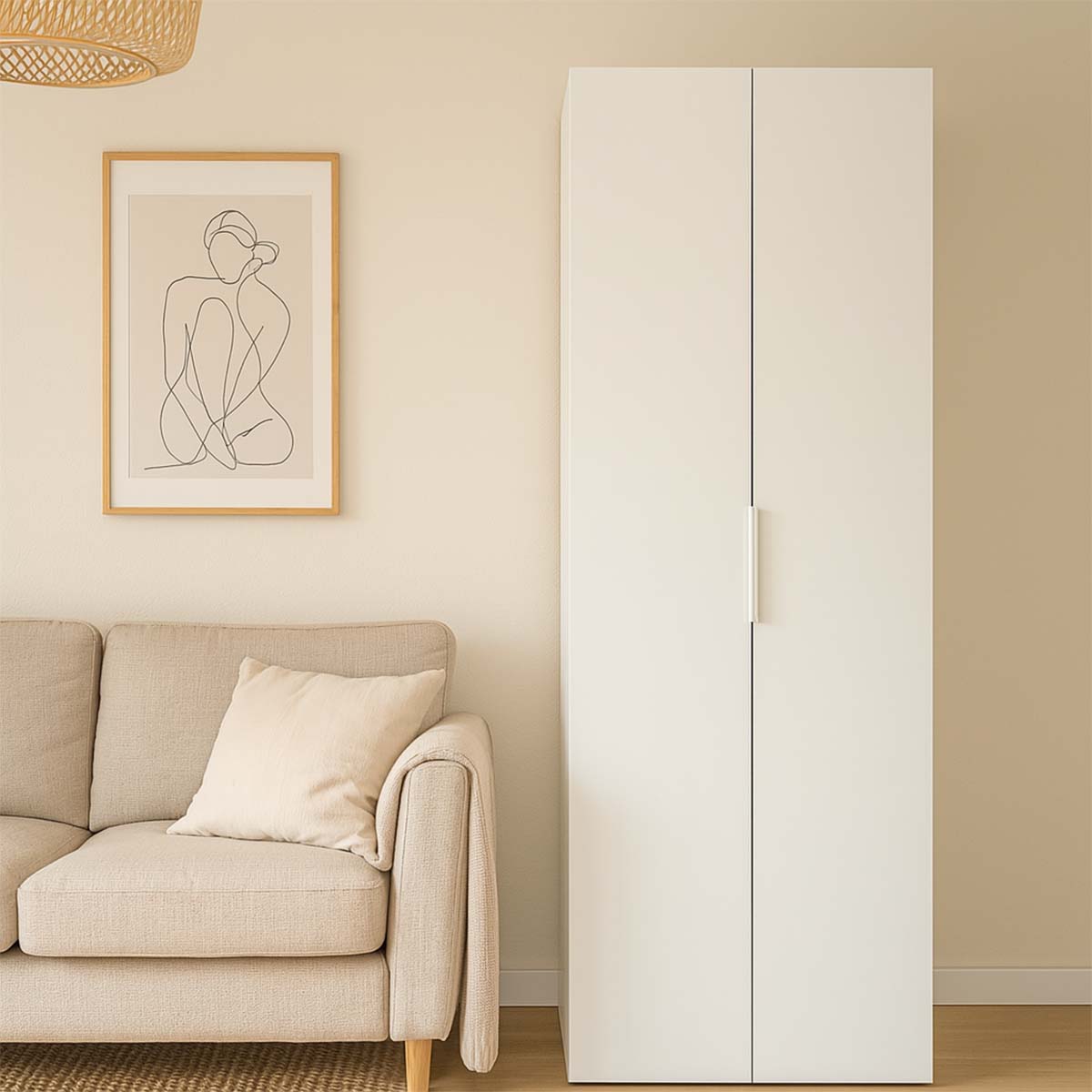 Armadio a colonna 2 ante con 5 ripiani 69x200x35 cm