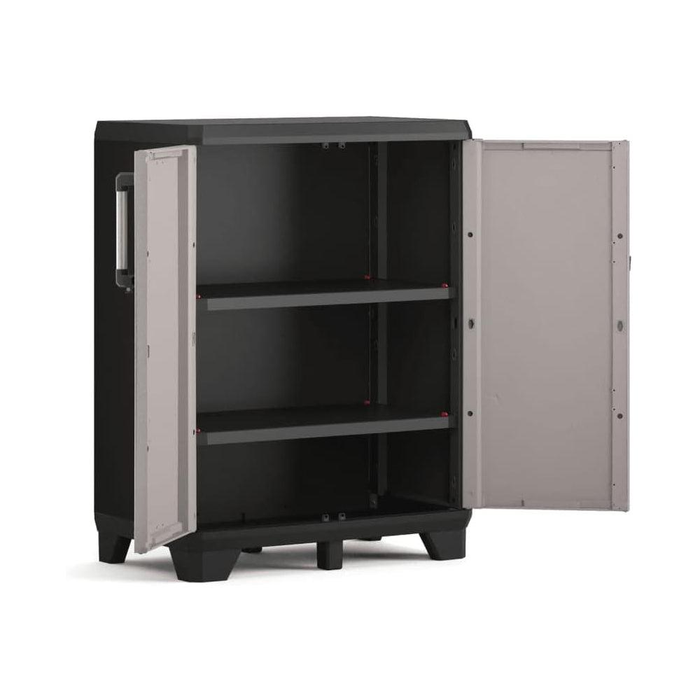 Armadio basso Keter Pro 68x39x90 cm 2 ripiani grigio e nero