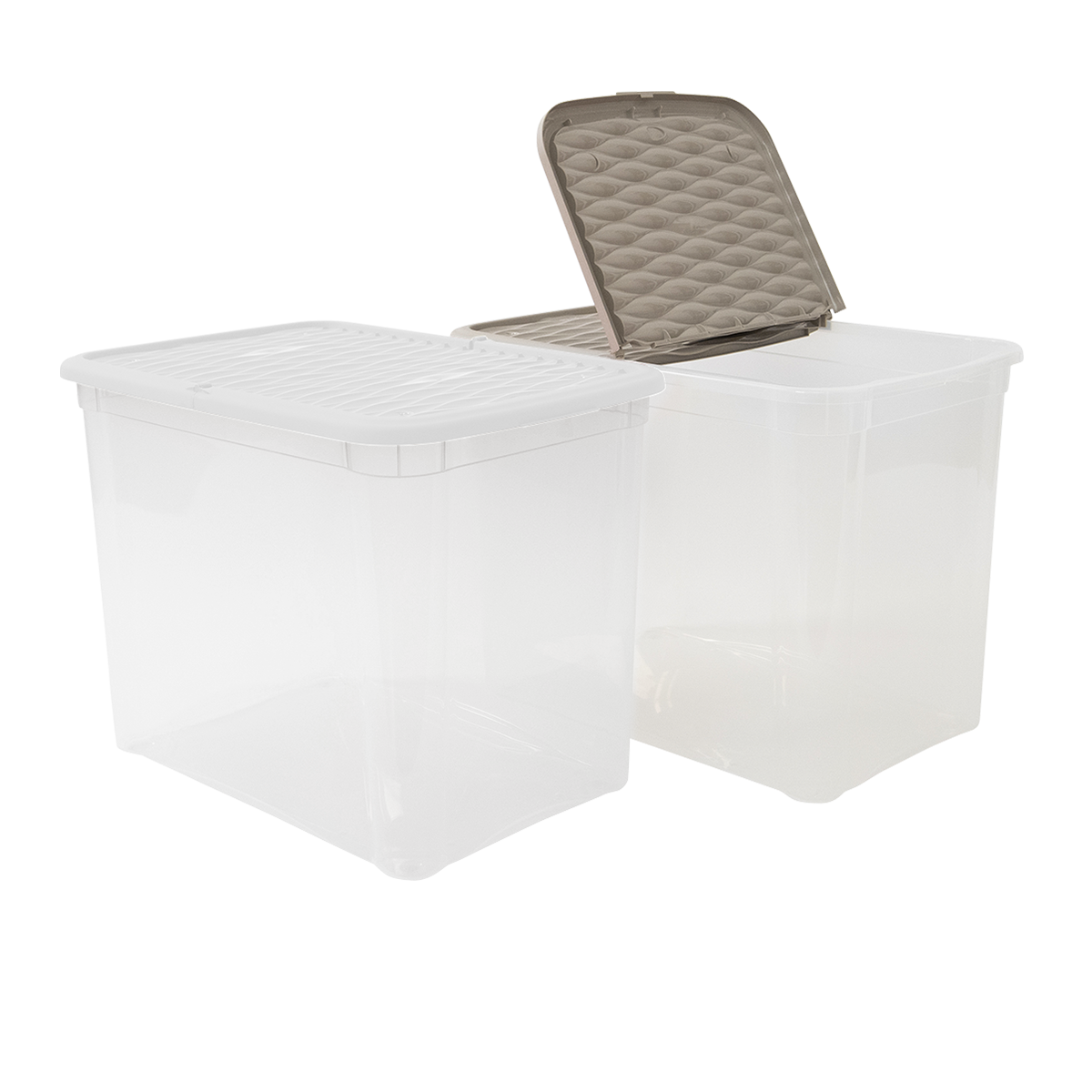 Box contenitore in plastica con coperchio bianco/tortora
