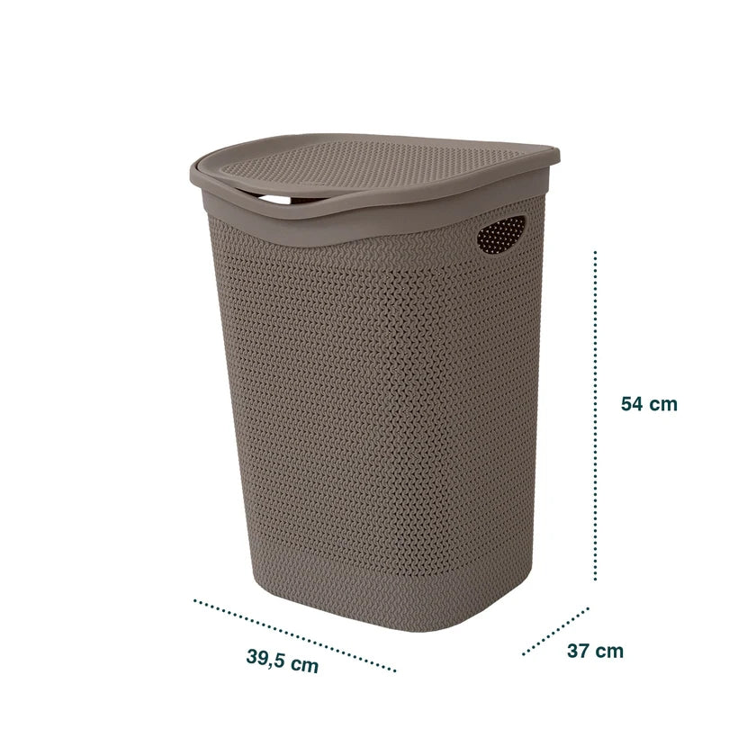 Portabiancheria a intreccio Belli e forti 50 l con coperchio h 54x39,5x37 cm