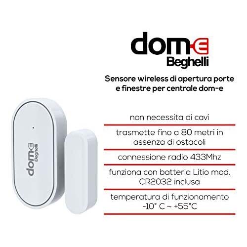 Sensore di apertura smart Dom-E Beghelli per centrale 60103 433 MHz