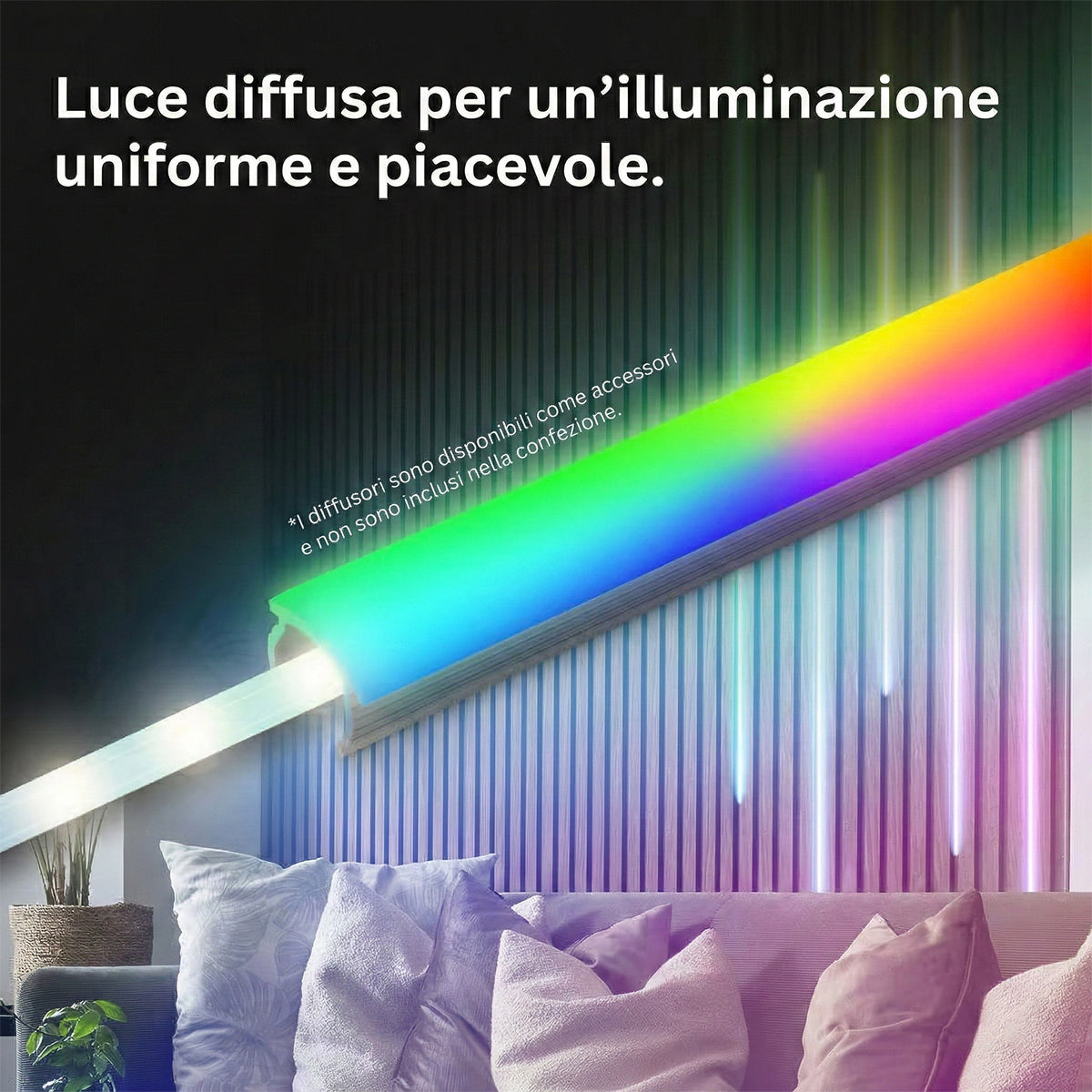 Striscia LED RGB Starter Set 2,6 mt bianco caldo per pannelli a parete Briloner con telecomando