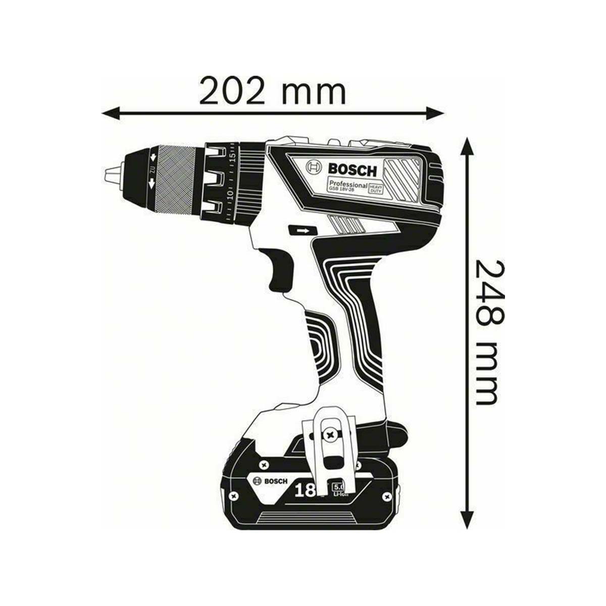 Trapano avvitatore con percussione Bosch GSB 18V-28 a batteria 18V 3Ah