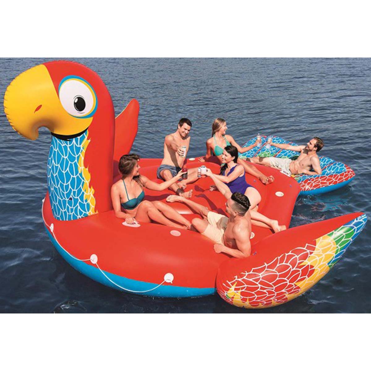 Isola gonfiabile mare gigante pappagallo 6 posti