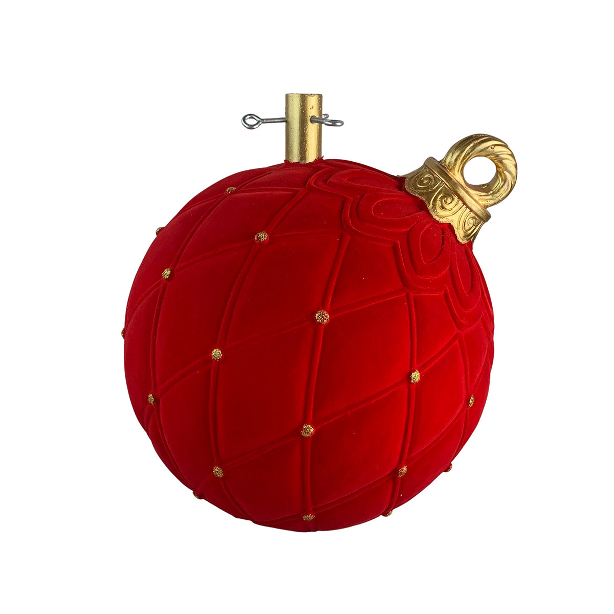 Base albero di Natale decorativa palla natalizia velluto rosso 32X32X36 cm
