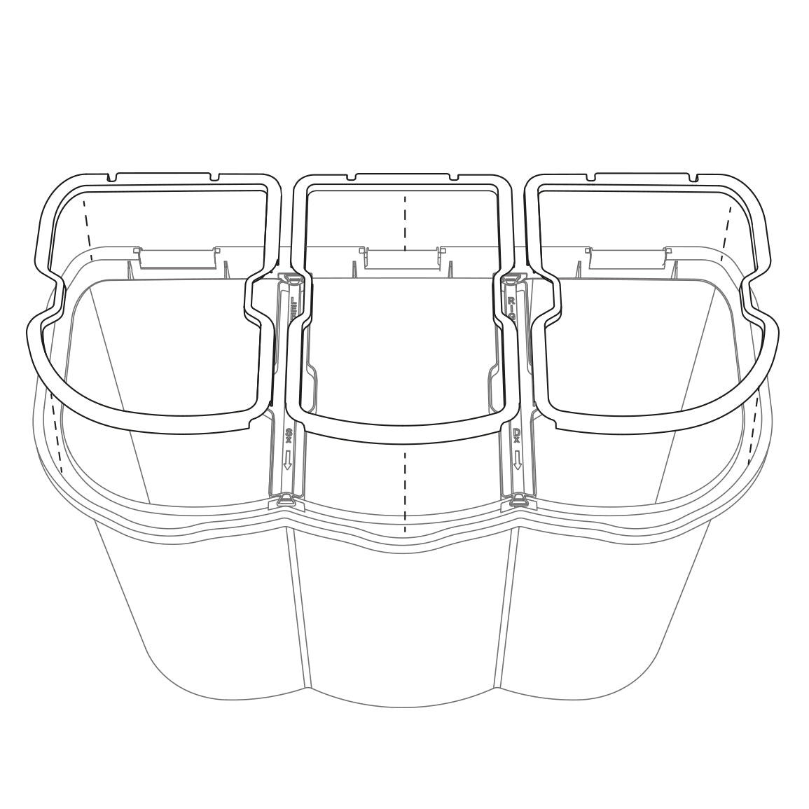 Belli e Forti pattumiera Unica 3 scomparti 80 lt per raccolta differenziata