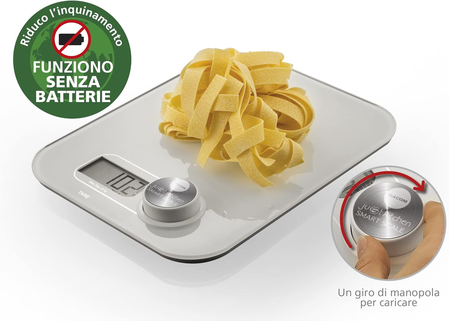 Bilancia per alimenti ricarica manuale Just Kitchen 868 Smart Scale Macom