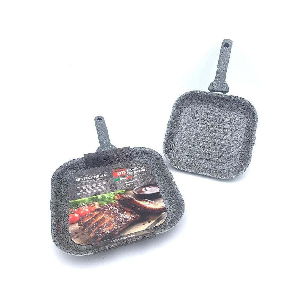 Bistecchiera antiaderente Stone 24x24 cm con 2 becchi