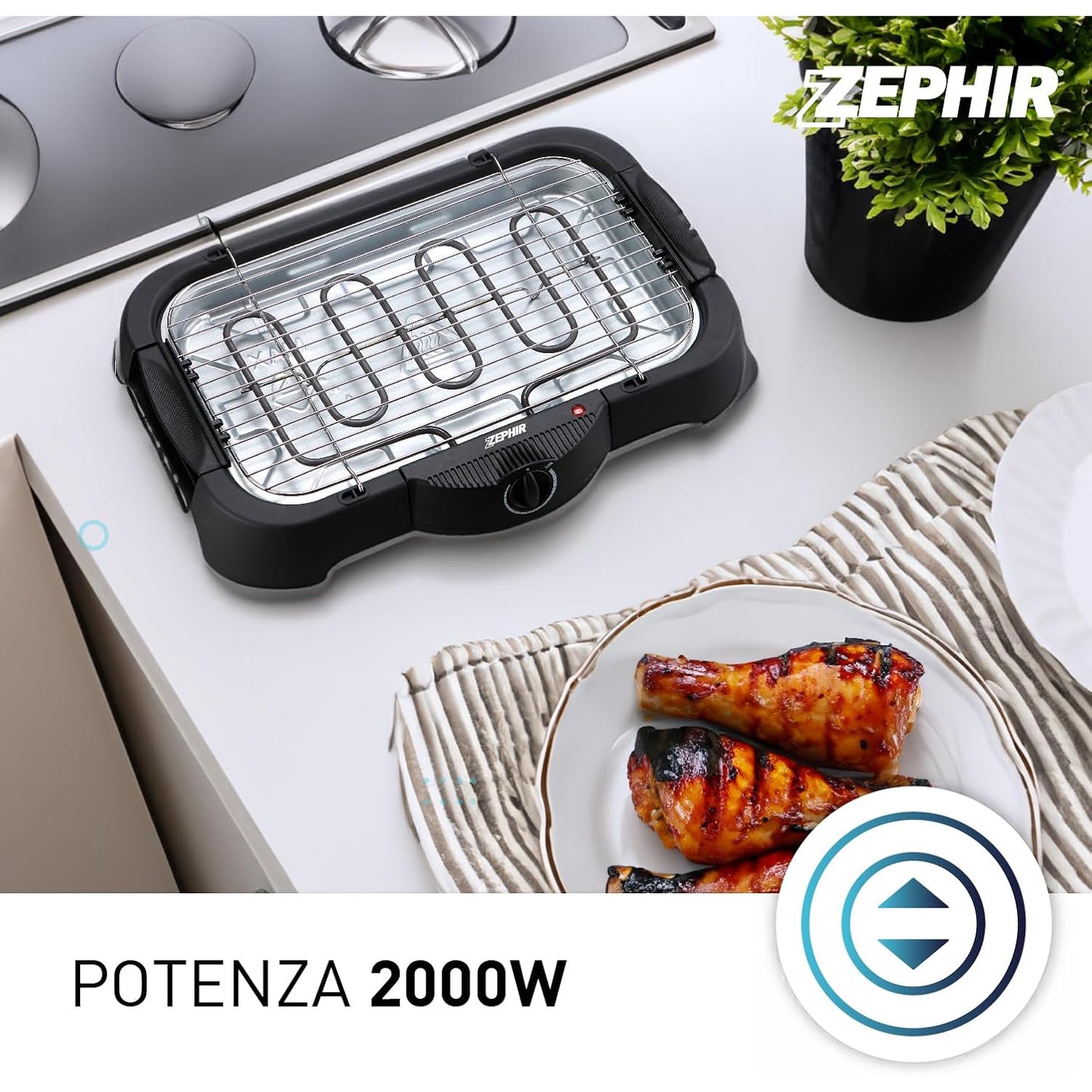 Bistecchiera elettrica "grill" Zephir 2000 W