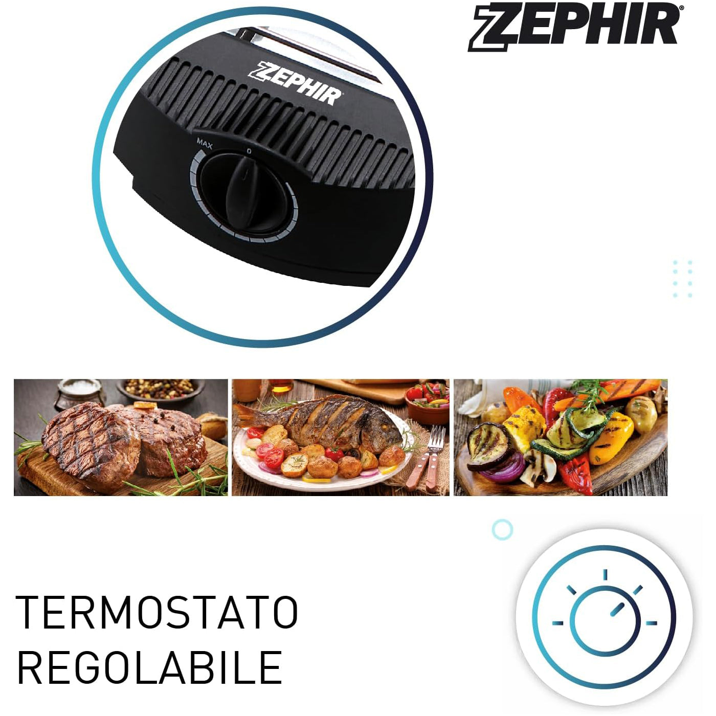 Bistecchiera elettrica "grill" Zephir 2000 W