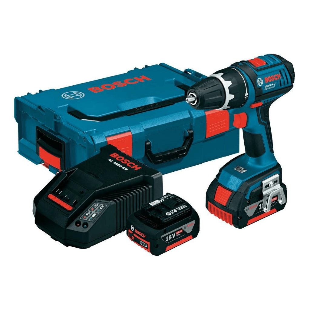 Bosch trapano avvitatore GSR 18 V-LI con 2 batterie e accessori