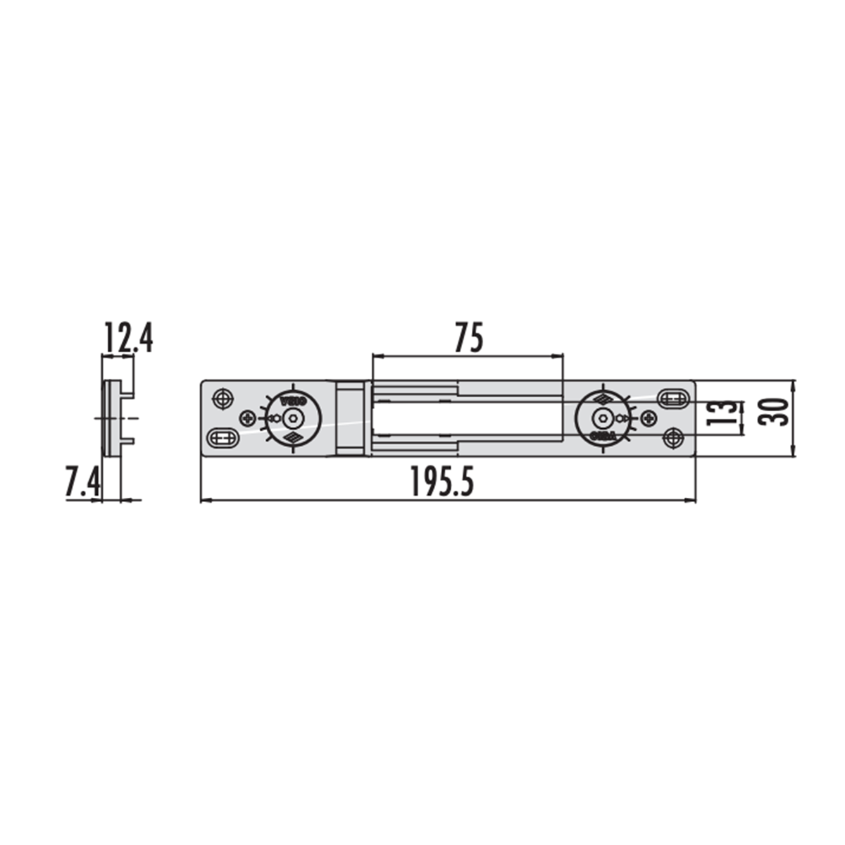 Contropiastra regolabile 30x195x12,4 mm tipo R Cisa