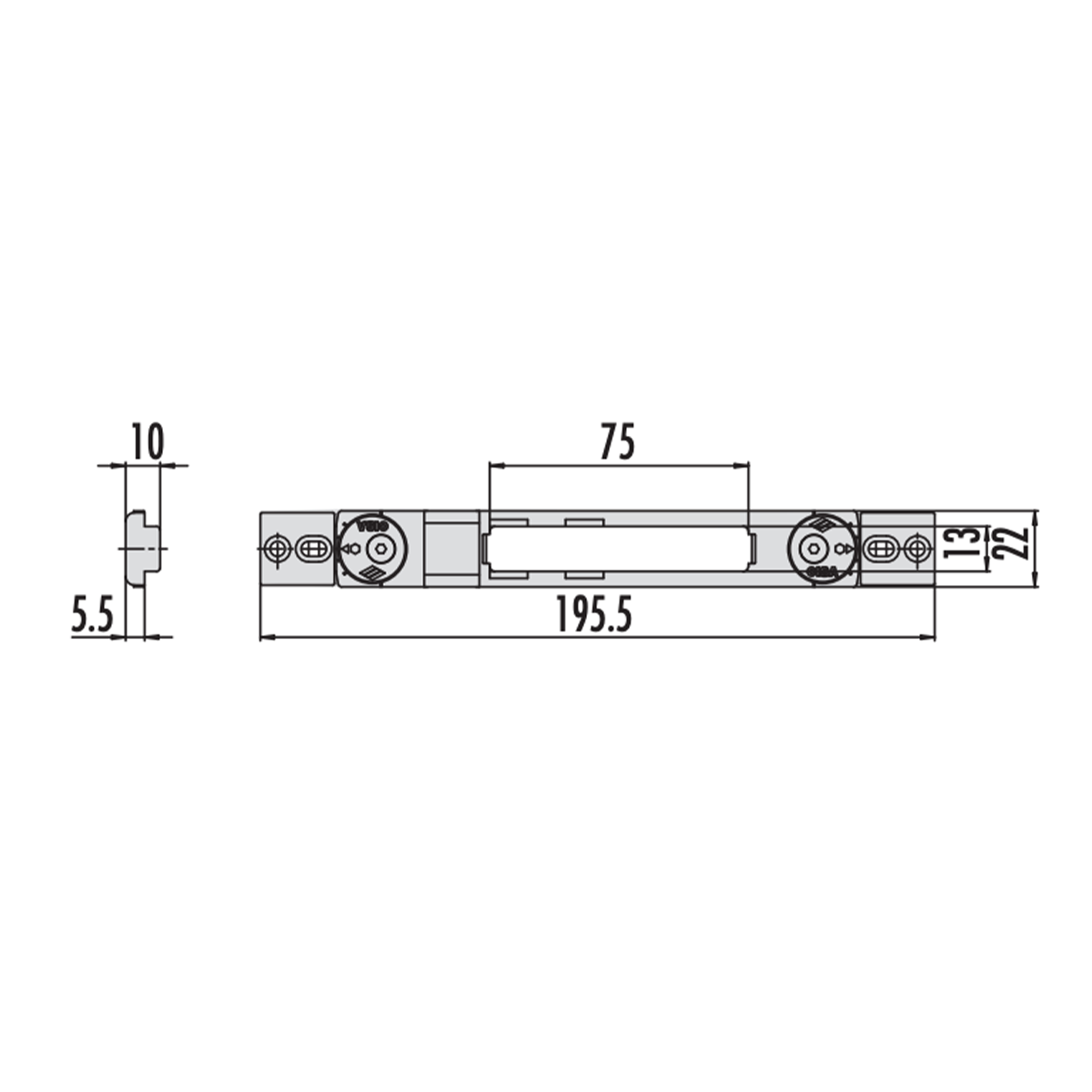 Contropiastra regolabile 22x195,5x10 mm Cisa