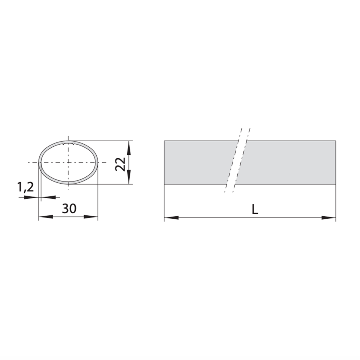 Barra orizzontale ovale per maniglione antipanico 1200 mm acciaio inox Cisa