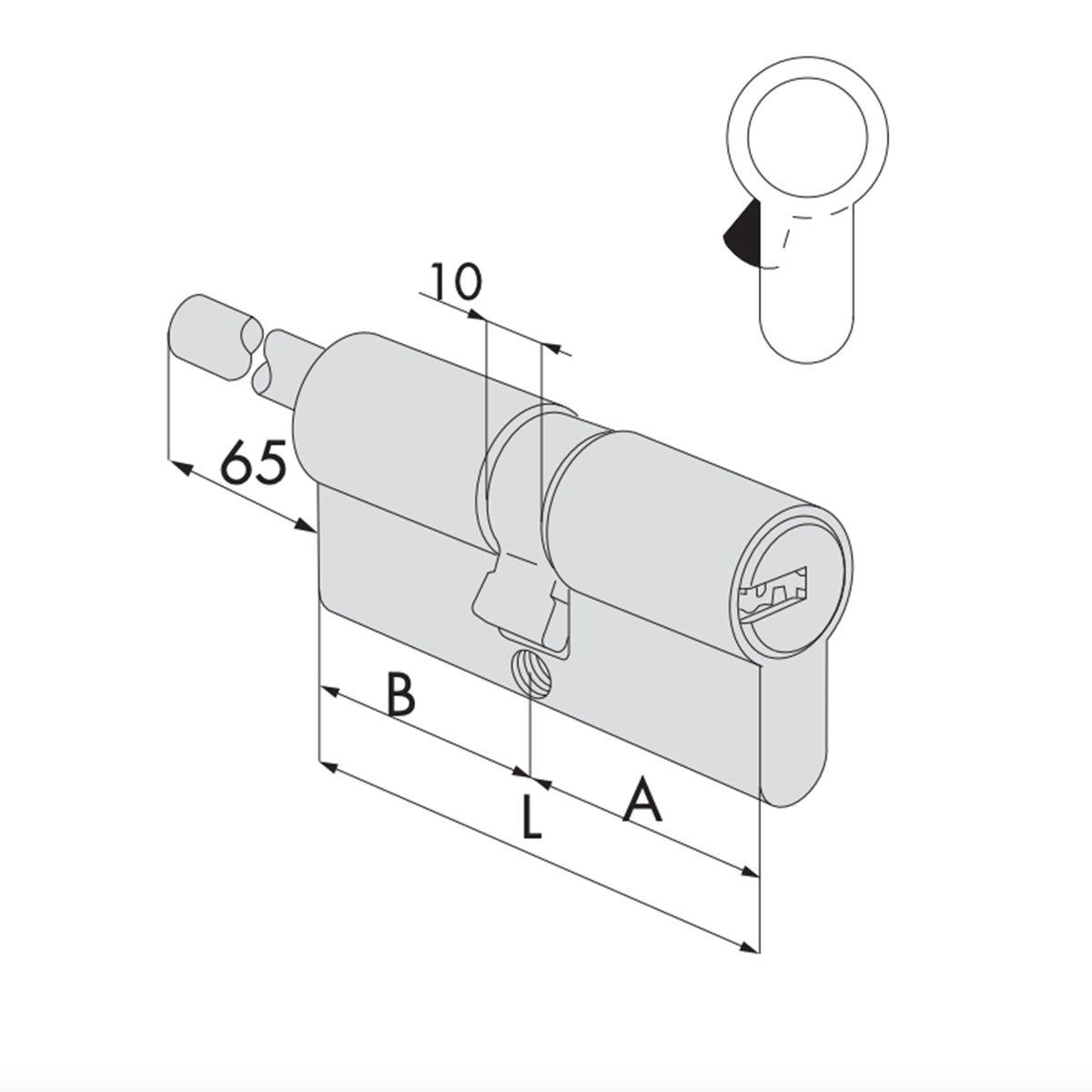 Cilindro a profilo europeo Astral Tekno Cisa 59 mm (24,5-10-24,5) incluse 5 chiavi e 1 chiave di cantiere