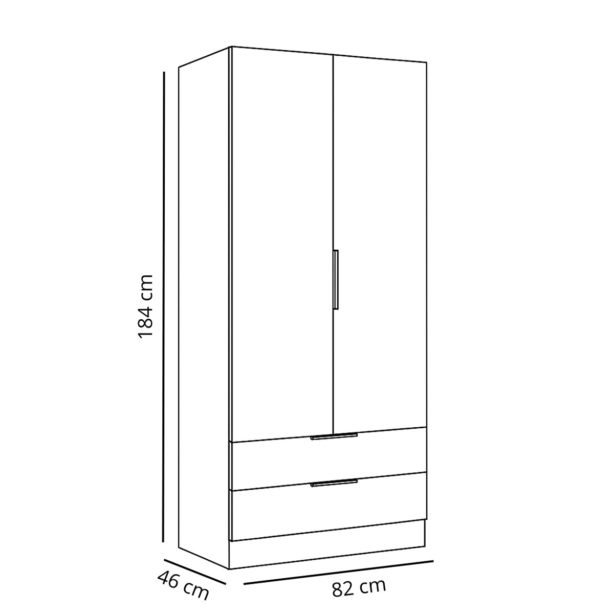 Armadio 82x184h cm grigio cemento con 2 ante e 2 cassetti