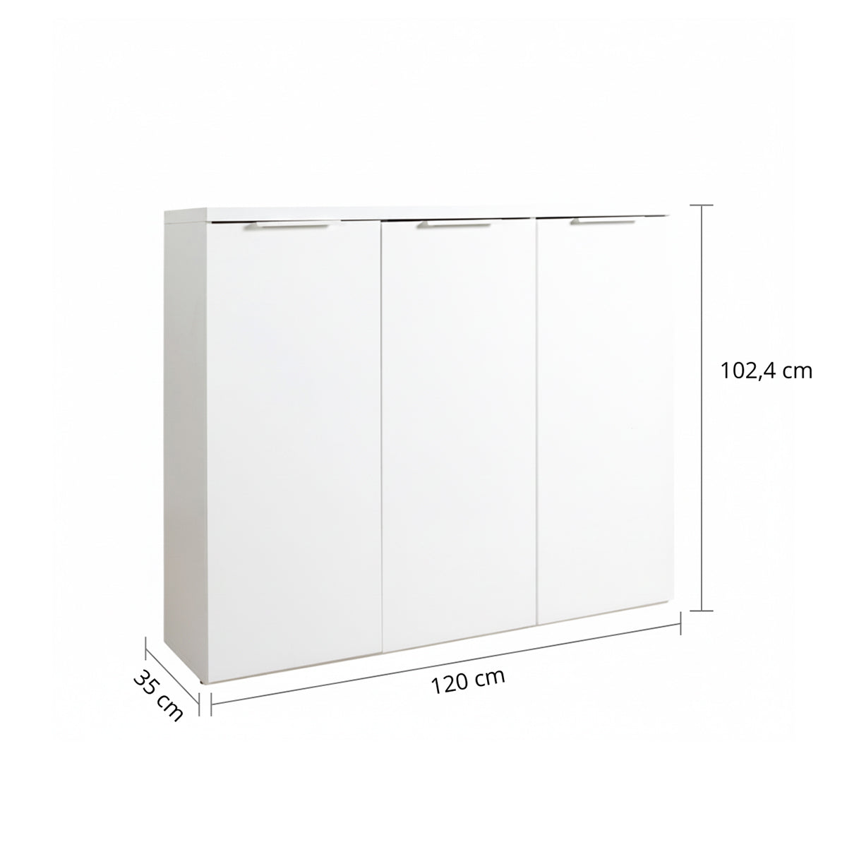 Mobile contenitore 120x102h cm bianco laccato con 3 ante