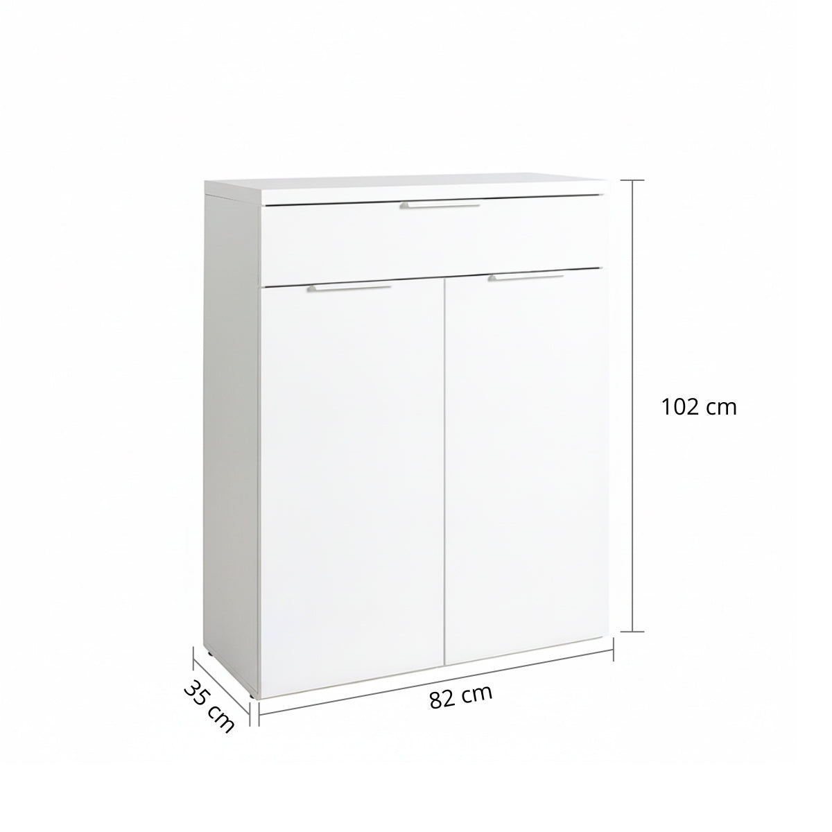 Mobile multiuso 82x102h cm bianco laccato con 2 ante e 1 cassetto