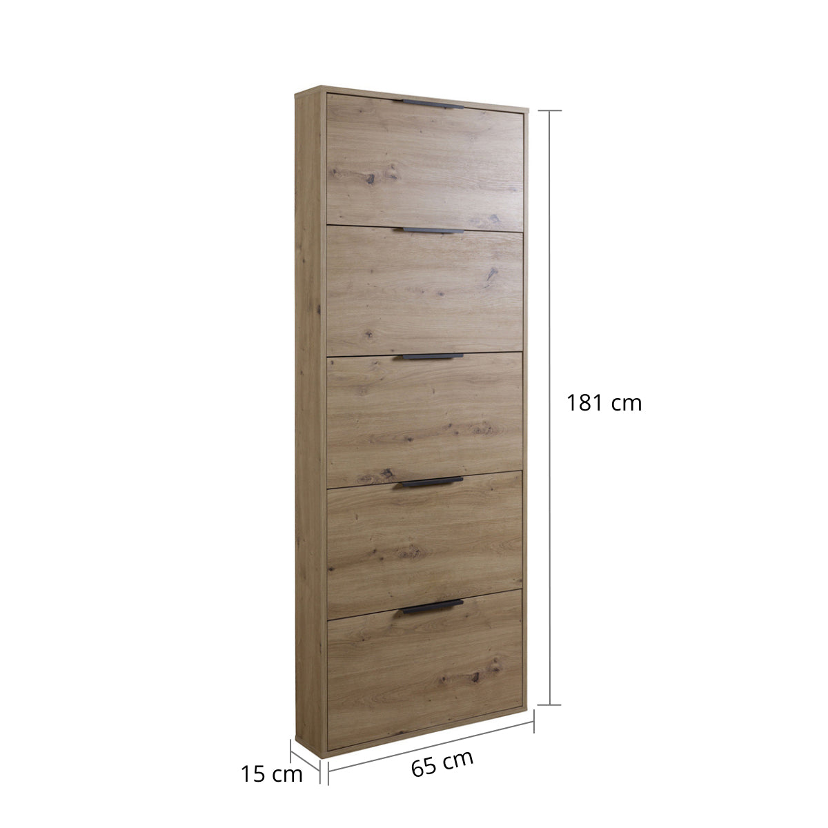 Scarpiera slim 65x173h cm rovere con 5 ante a ribalta