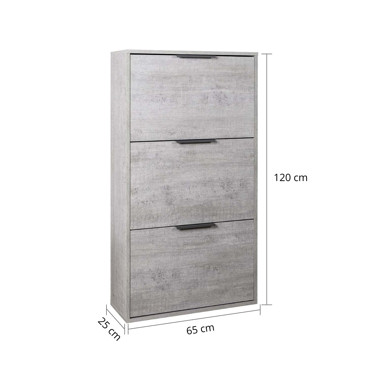 Scarpiera 65x125h cm cemento con 3 ante a ribalta