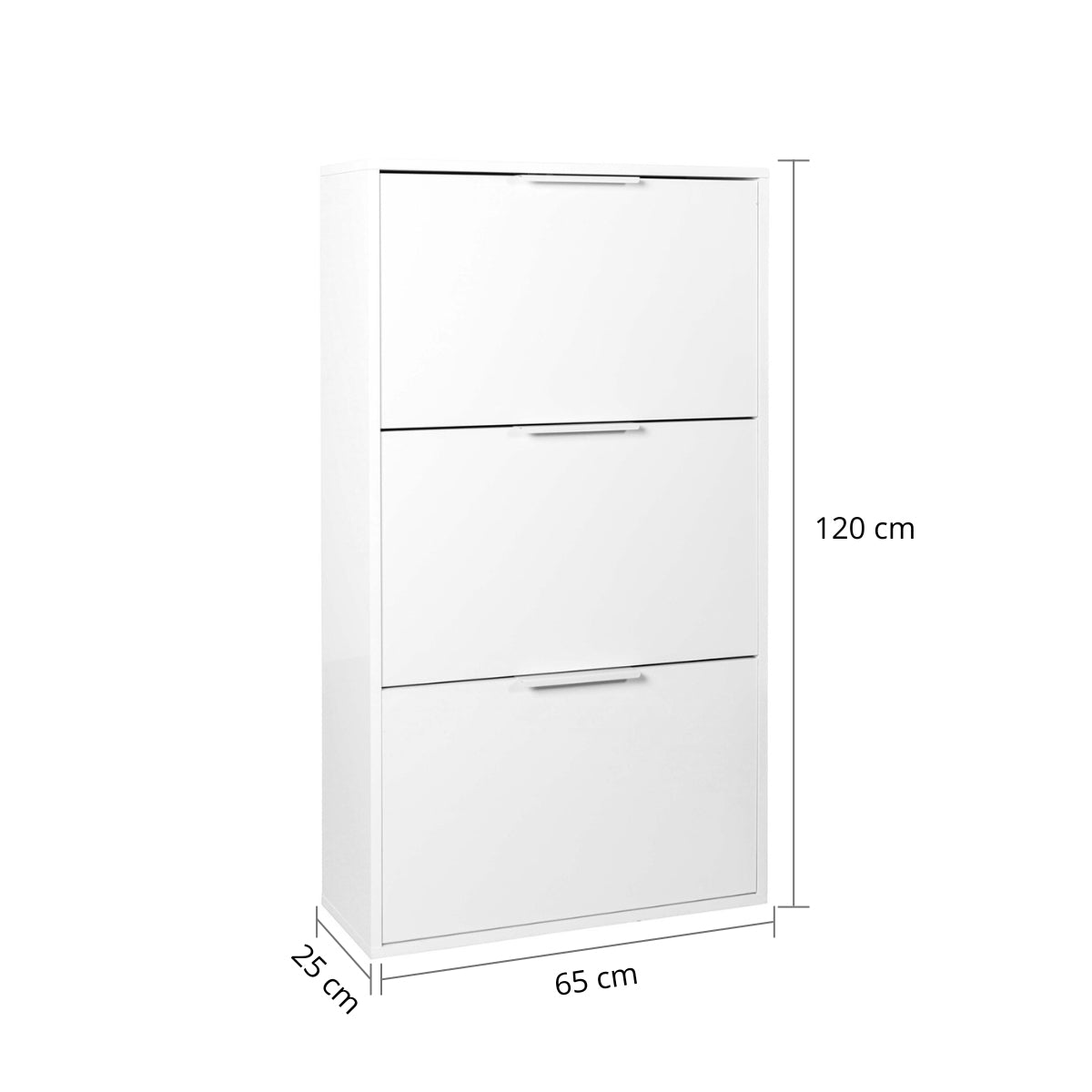 Scarpiera 65x125h cm bianco con 3 ante a ribalta