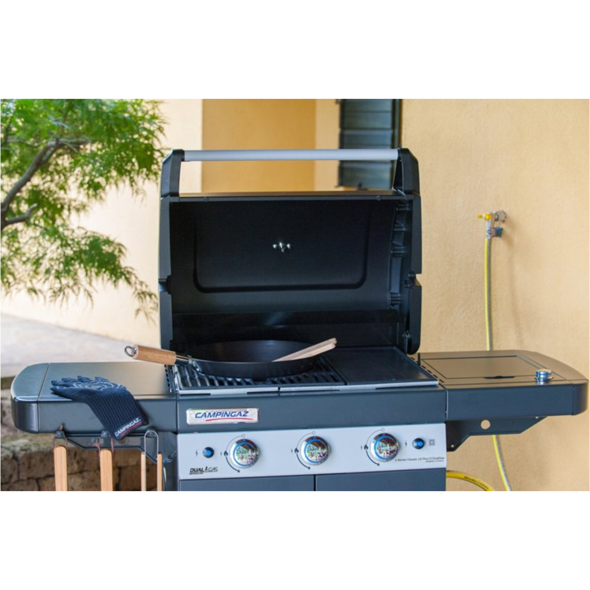 Barbecue a Gas da Giardino BBQ da Esterno con Coperchio Ruote e Fornello Laterale