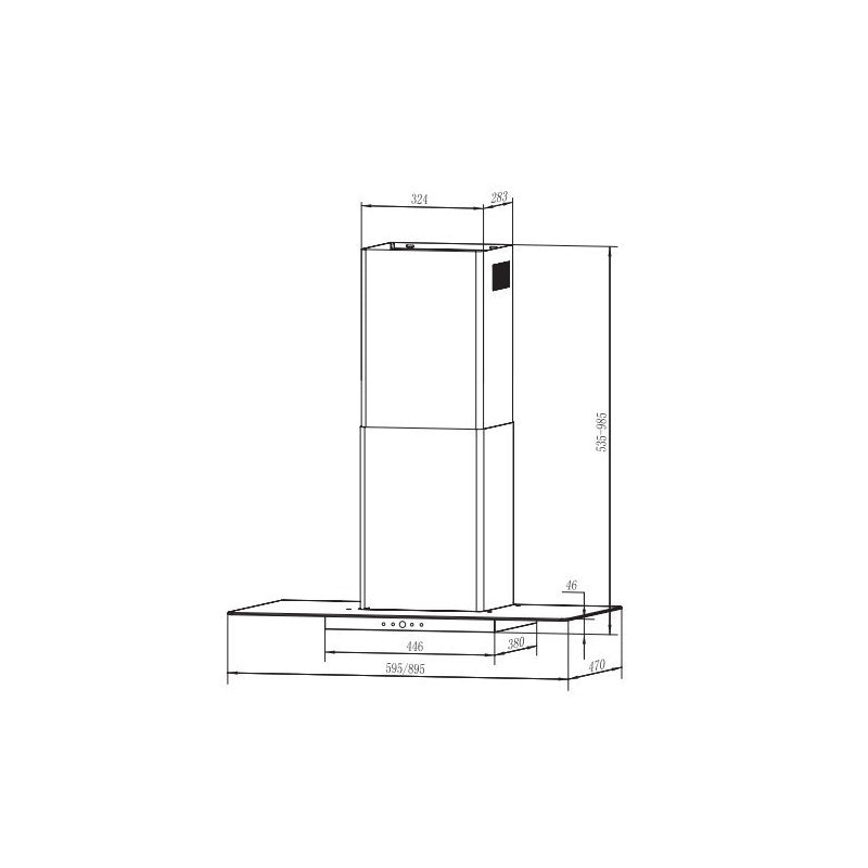 Cappa aspirante a parete TGL a T Faber 60 cm 580m3 acciaio inox e vetro