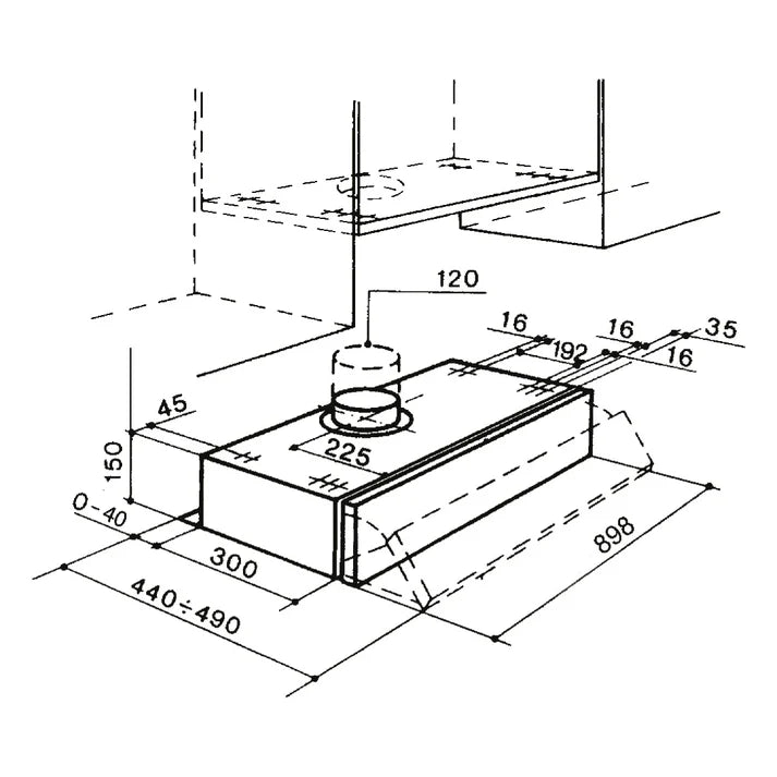 Cappa aspirante estraibile sottopensile Faber 152 190m3 con filtro al carbone attivo