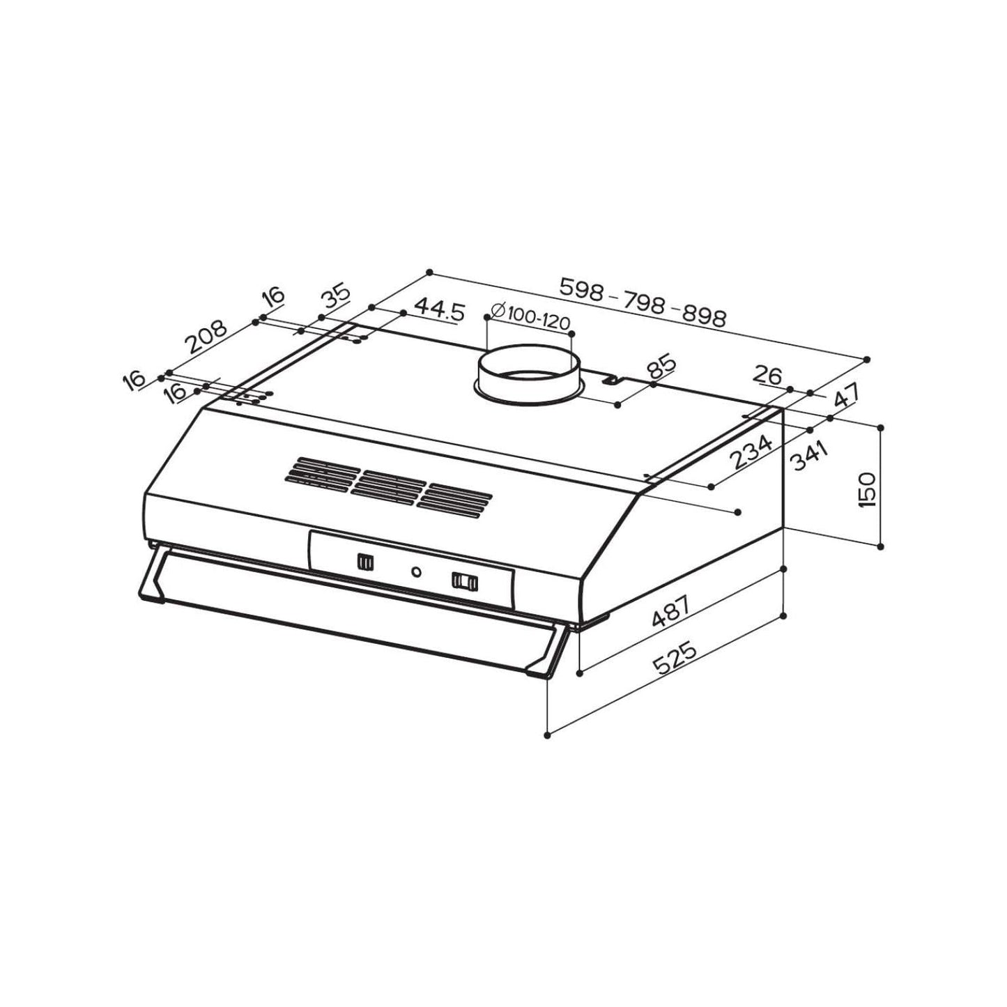 Cappa aspirante ad incasso sottopensile TCH04-741 Faber 90 cm 200m3
