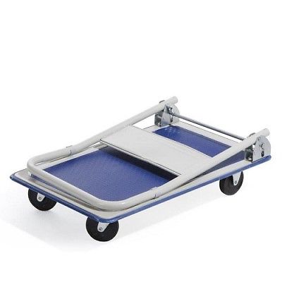 Carrello portapacchi pieghevole con 4 ruote blu e grigio