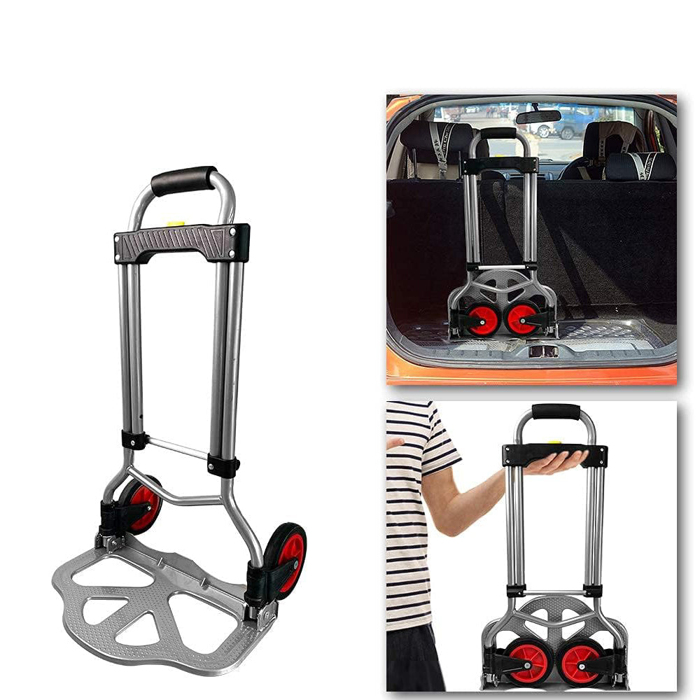 Carrello portapacchi pieghevole portata max 60 kg con manico retrattile e ruote