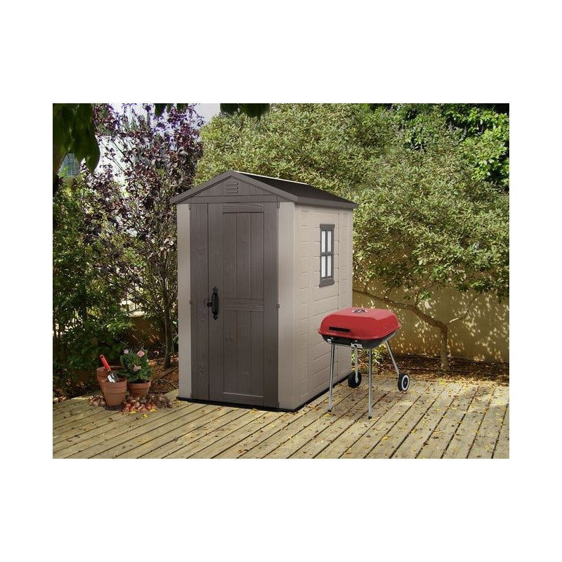 Keter Casetta da giardino in resina con finestre laterali Factor 4X6 colore beige