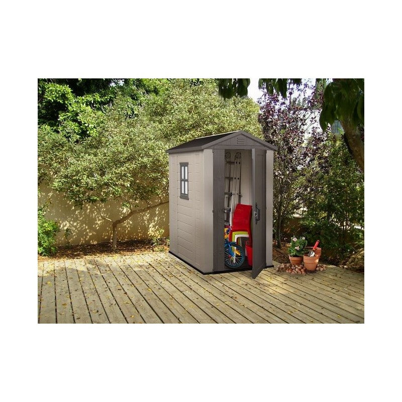 Keter Casetta da giardino in resina con finestre laterali Factor 4X6 colore beige
