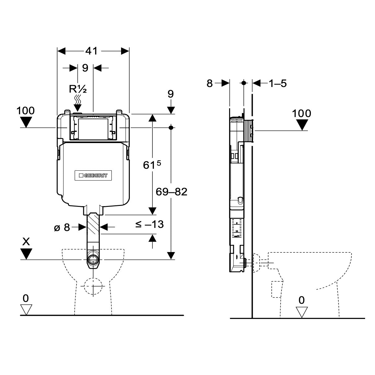Cassetta incasso geberit per scarico wc Sigma 8 2 tasti 6 e 3 litri
