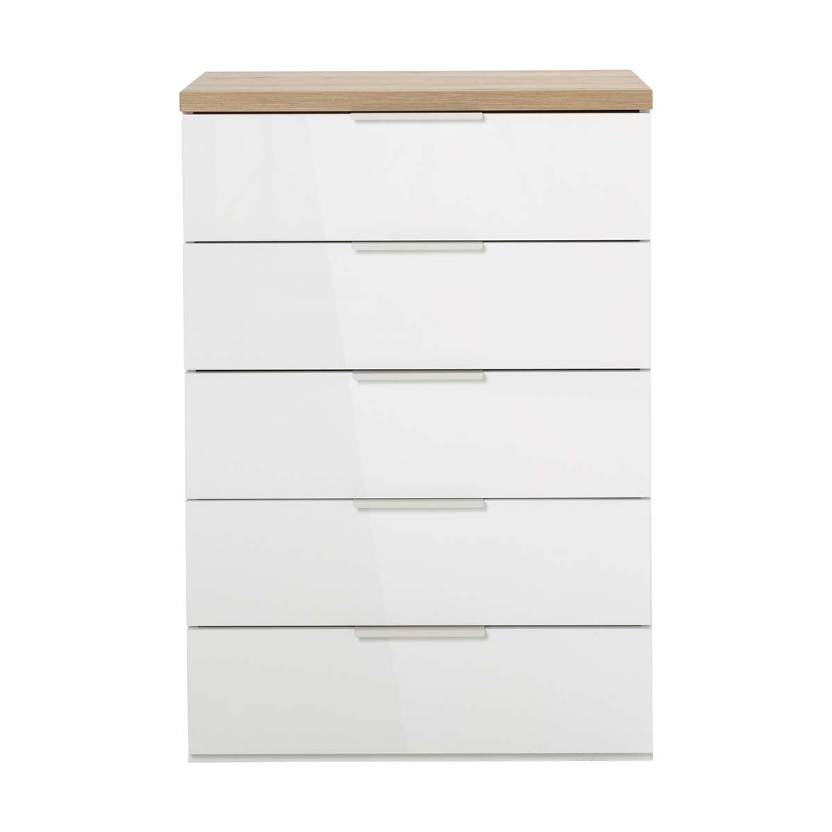 Cassettiera 5 cassetti bianca e rovere 69x101x44cm