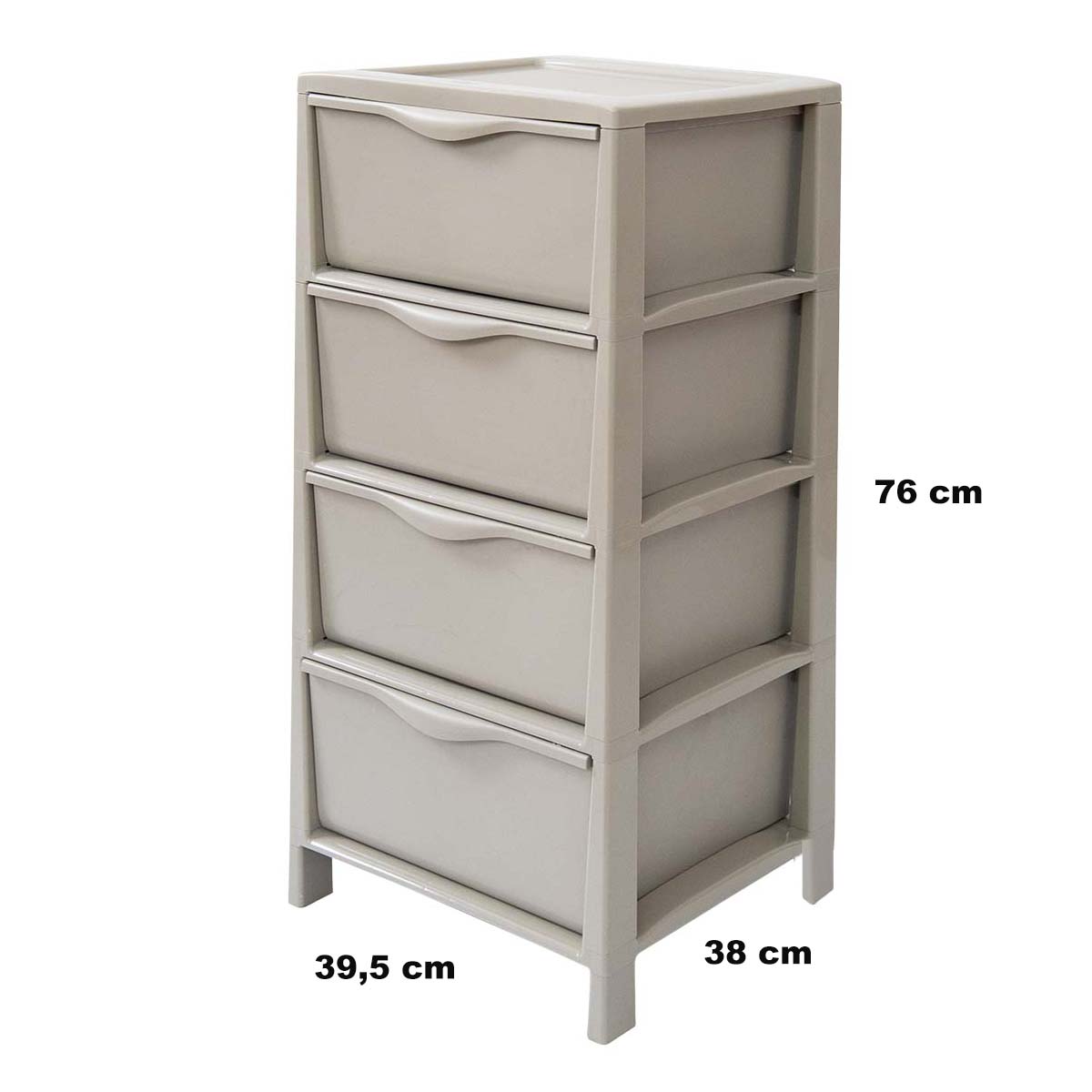 Cassettiera con 4 cassetti color tortora 380x395x760 cm linea Spring