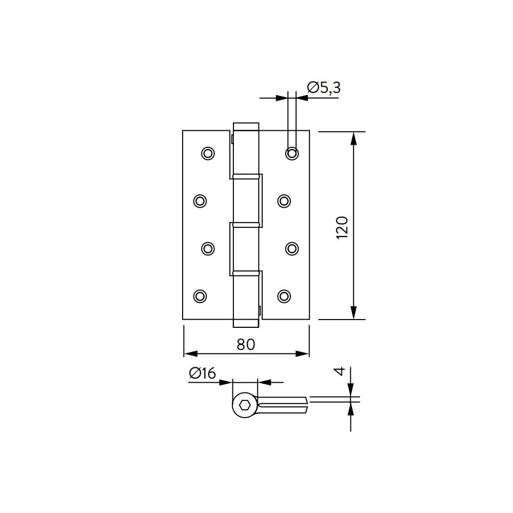 Cerniera a molla semplice Justor 120x80 in alluminio argento