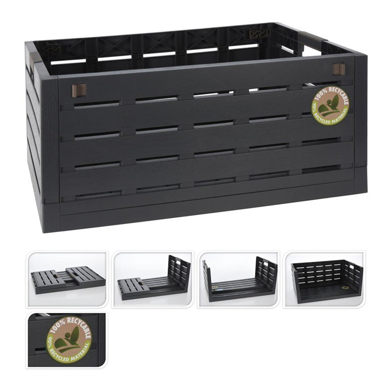 Contenitore pieghevole nera 60 lt 59x38x27,5 cm