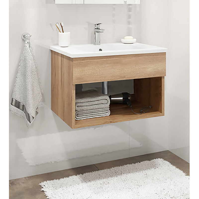 Composizione bagno rovere 50x80x45 cm un cassetto e specchio con lampada