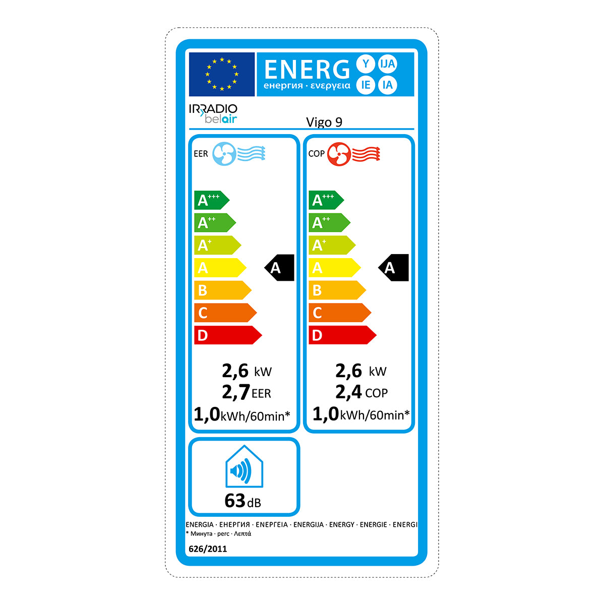 Condizionatore portatile caldo/freddo 9000BTU con pompa di calore e deumidificatore VIGO 9