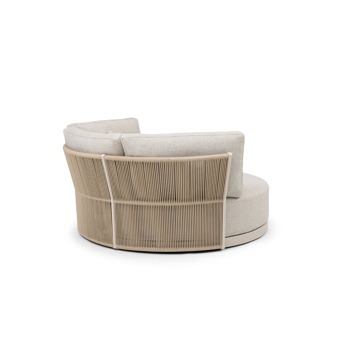 Divano tondo Ravenna in alluminio con cuscini beige