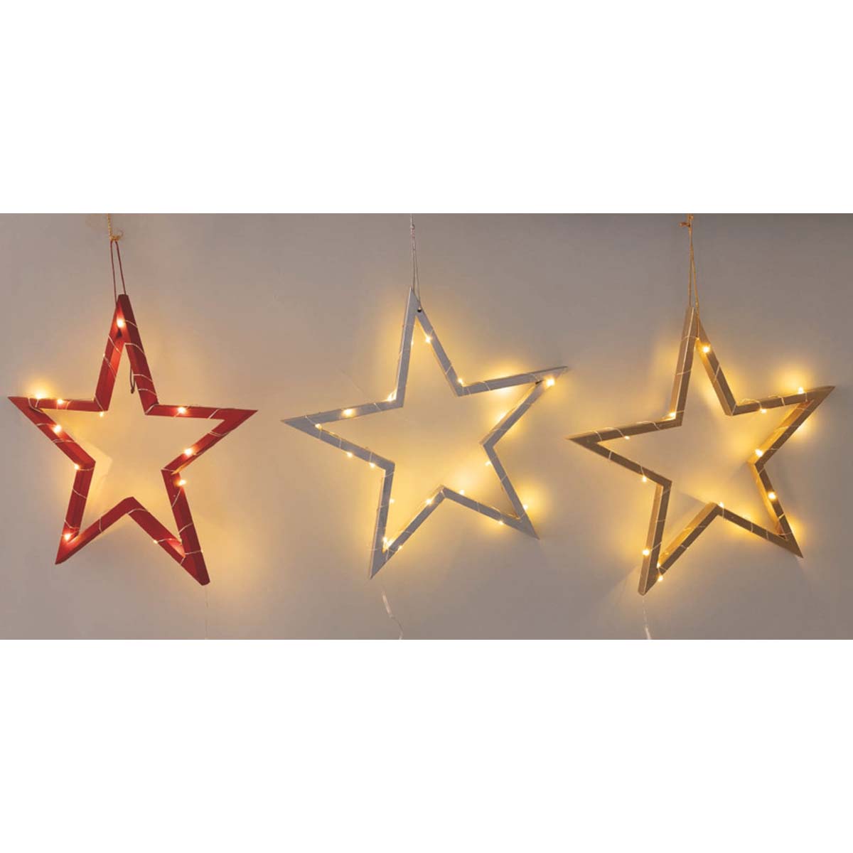 Stelle decorative luminose in PVC con LED a batteria