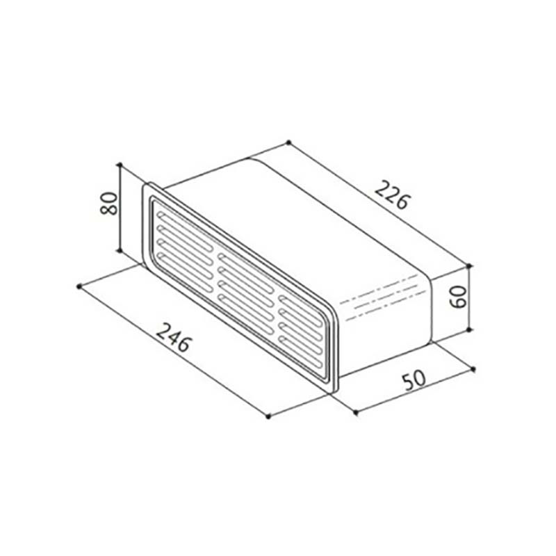 Griglia rettangolare esterna per cappe aspiranti 246x50x80 mm Faber Gre