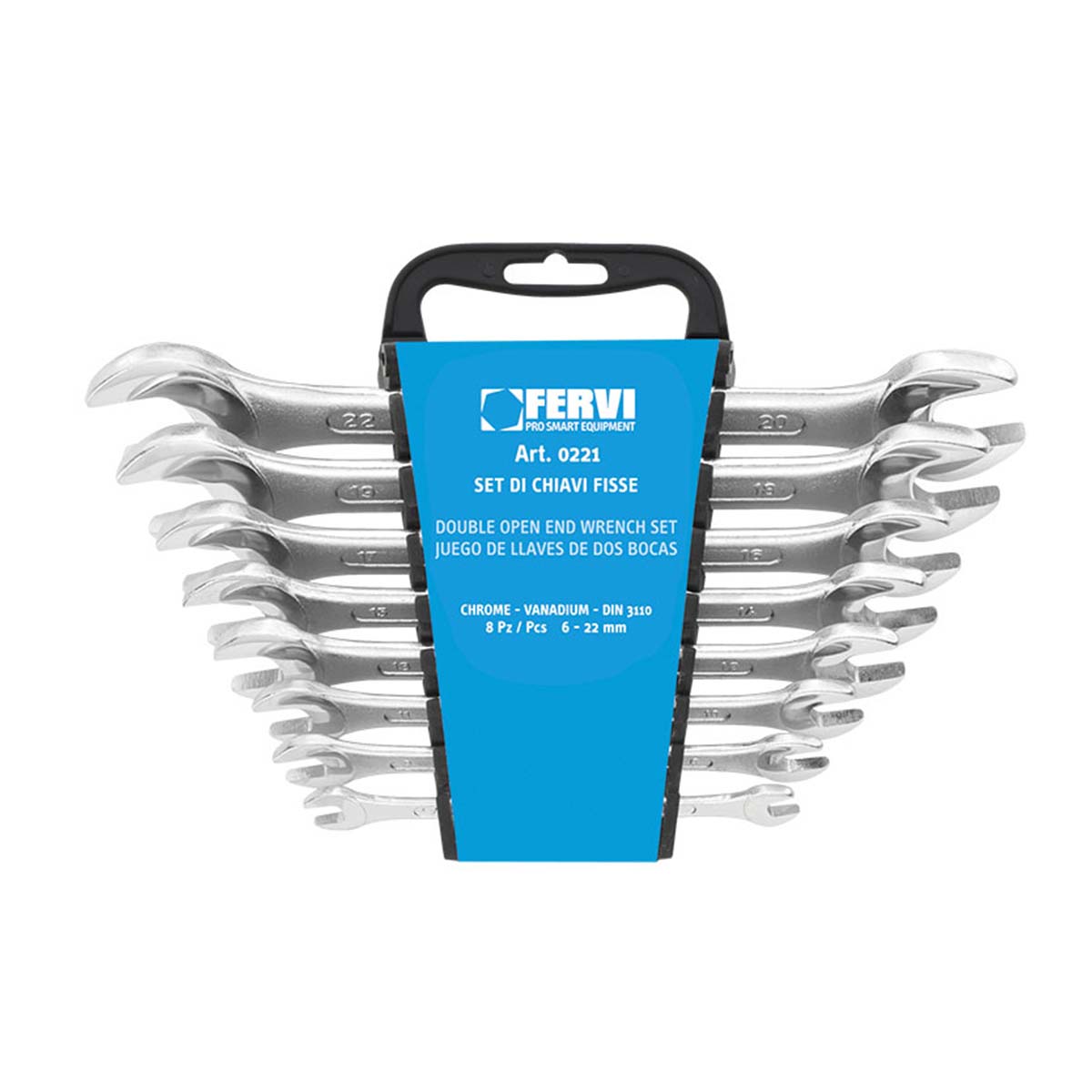 Set chiavi fisse doppie 8 pz 6-22mm Fervi 0221