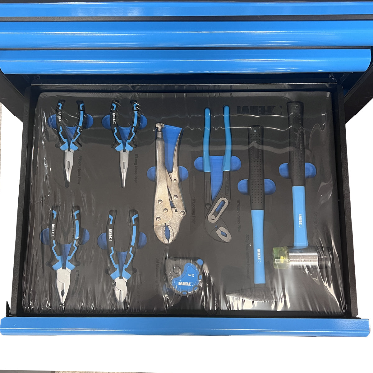 Carrello portautensili completo Fervi 7 cassetti 298 pezzi